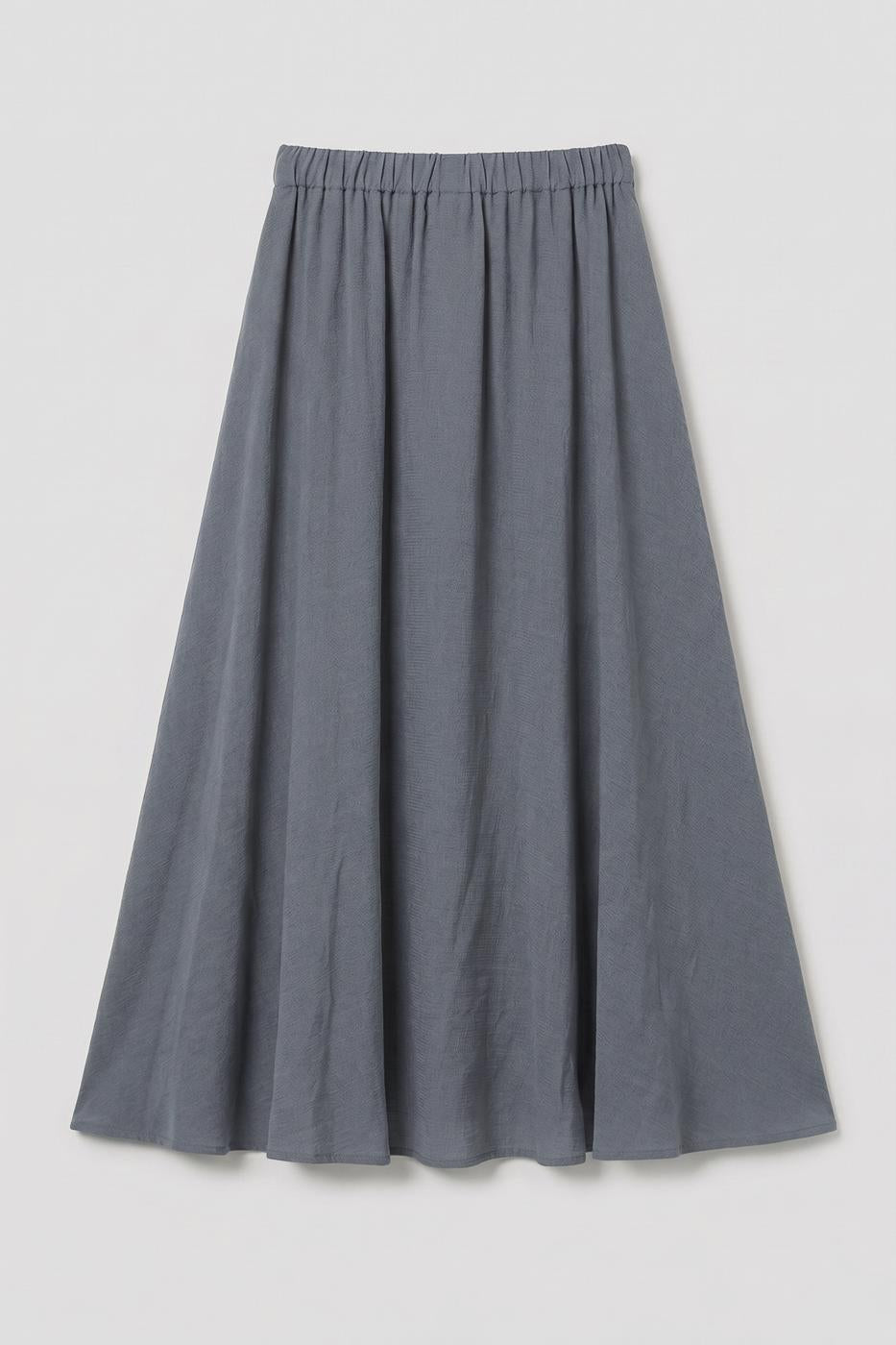 Linen Flared Midi Skirt Grey