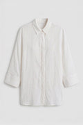 Linen Blend Oversized Shirt Ecru