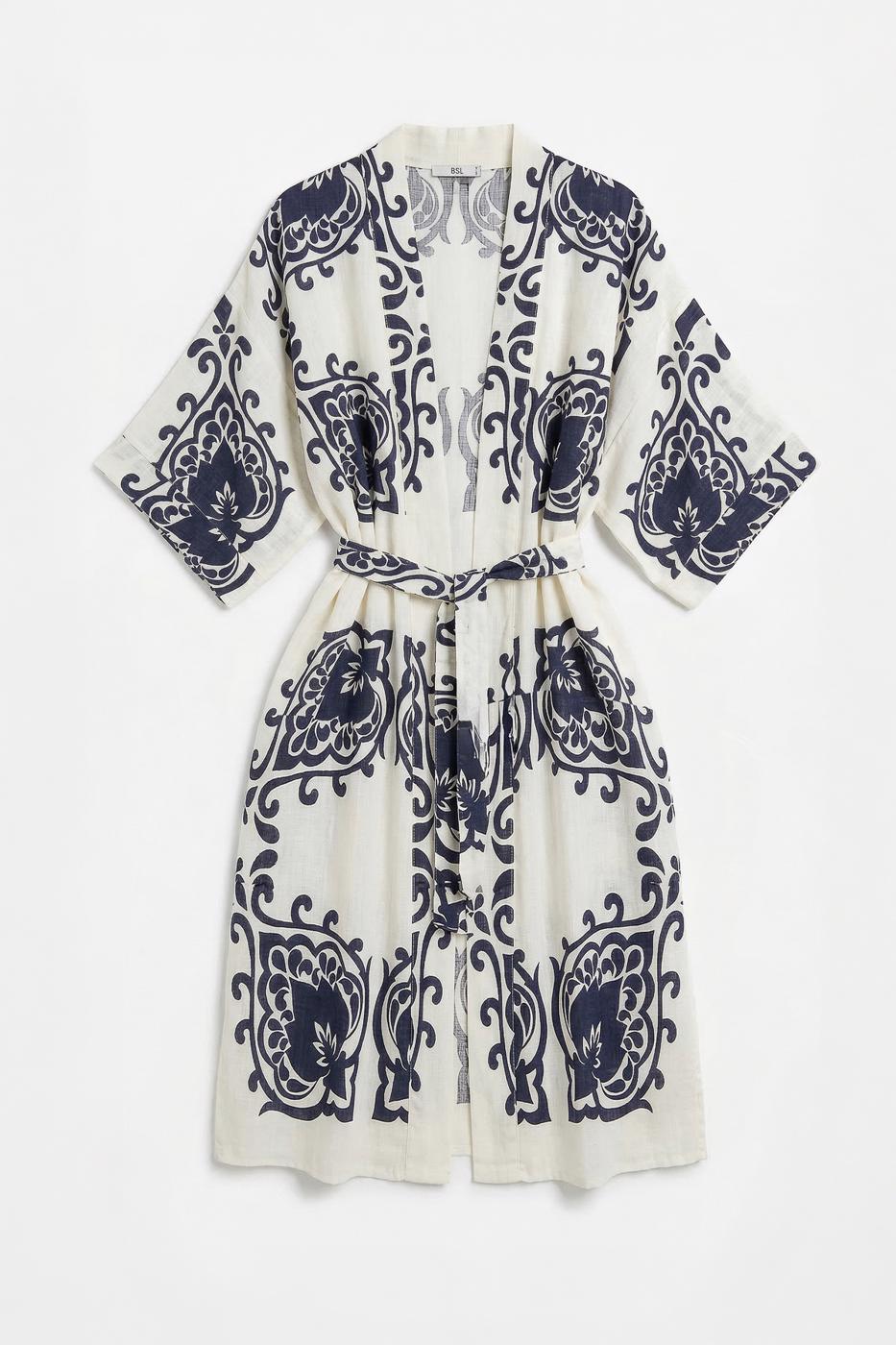 Cotton Standard Size Kimono Navy