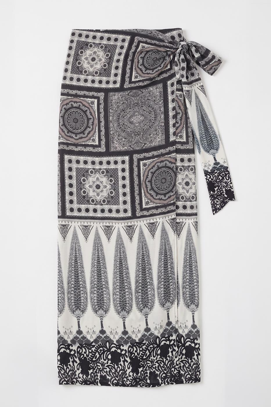 Wrap Closure Midi Skirt Anthracite