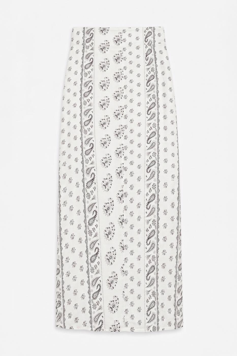 Wrap Closure Midi Skirt Ecru