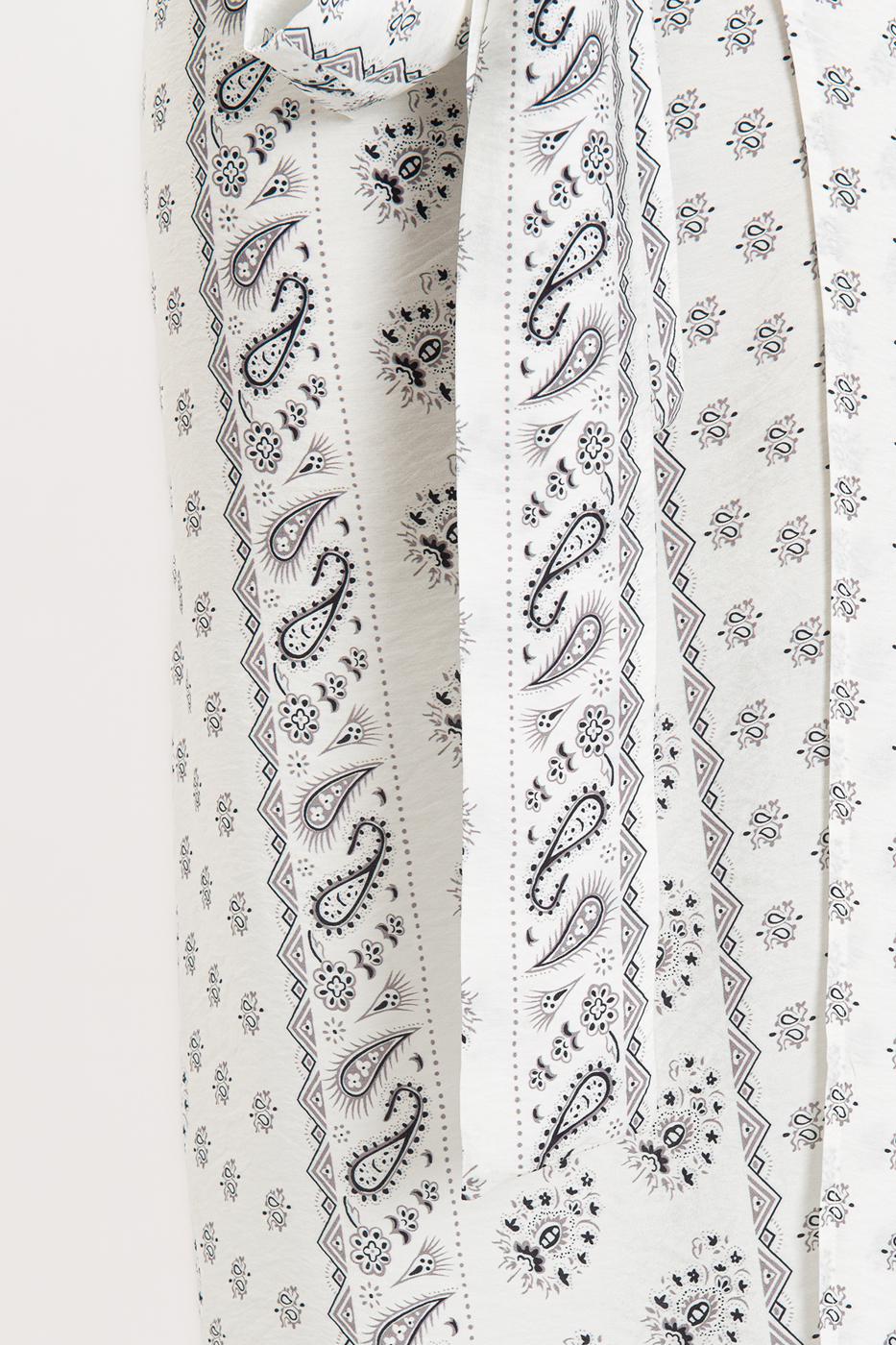Wrap Closure Midi Skirt Ecru