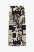 Wrap Closure Midi Skirt Black