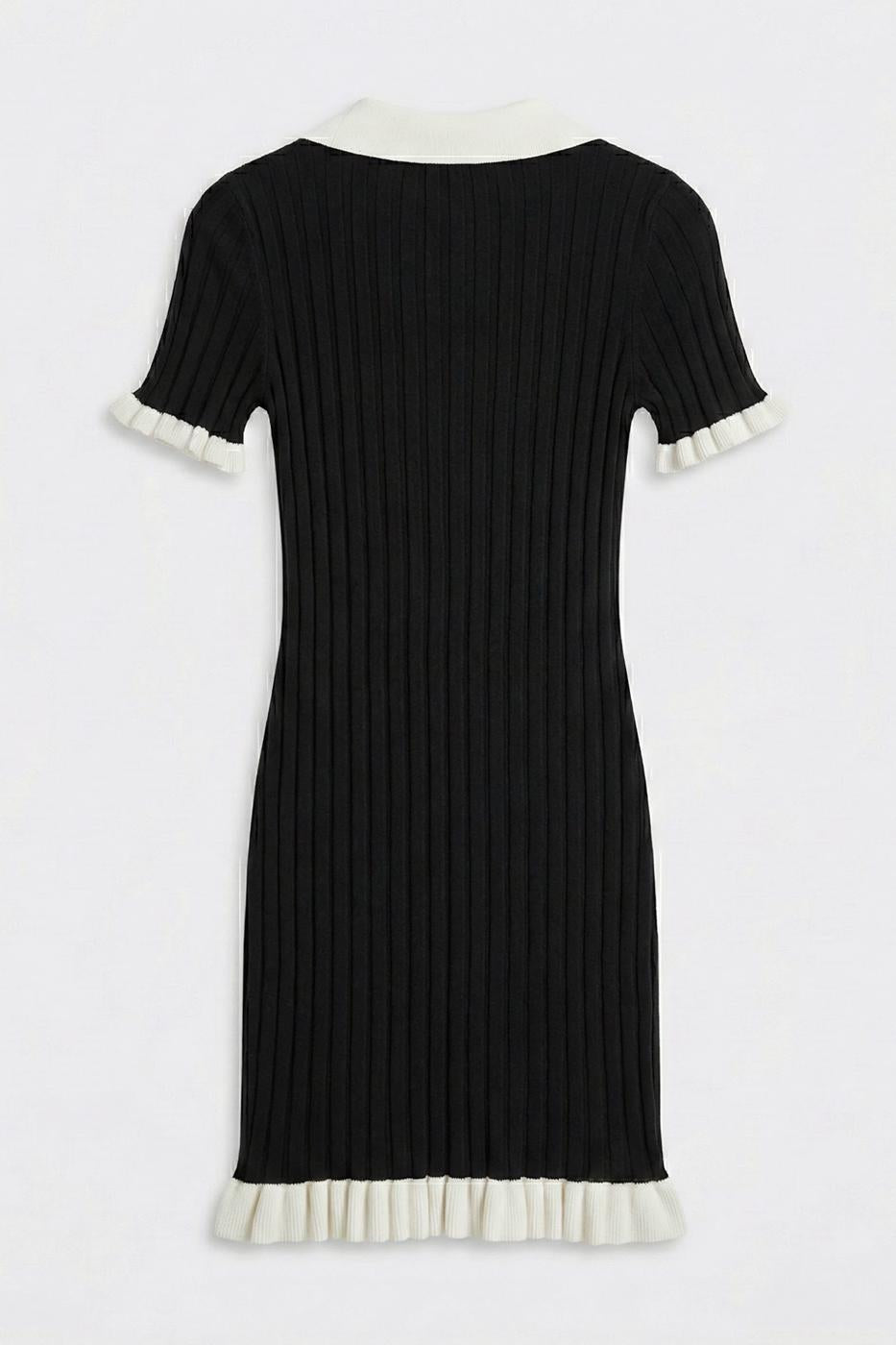 Ribbed Button Detail Knitted Mini Dress