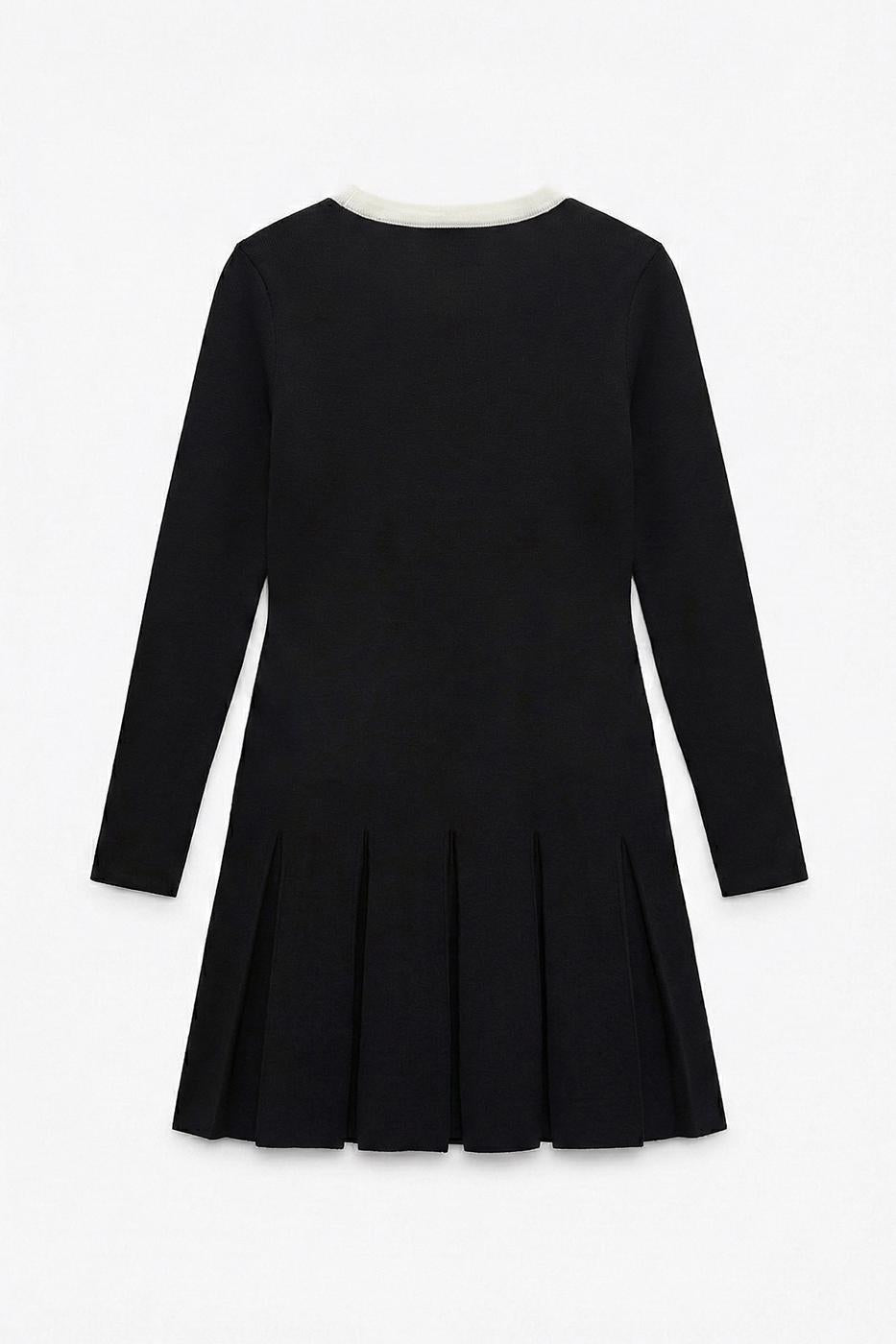 Pleated Pocket Detail Knitted Mini Dress
