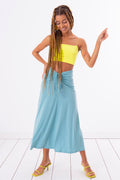Shirring Midi Skirt Blue
