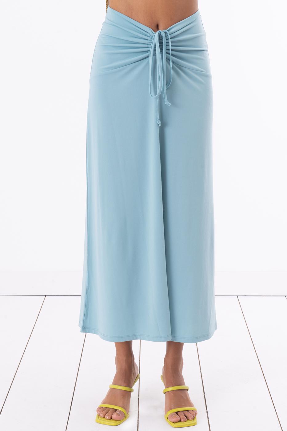 Shirring Midi Skirt Blue