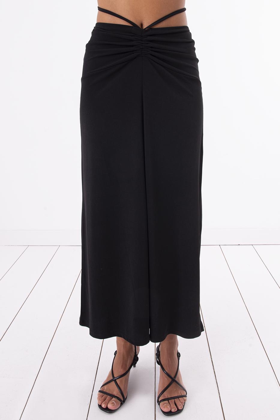 Shirring Midi Skirt Black