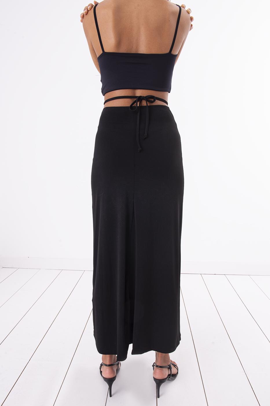 Shirring Midi Skirt Black