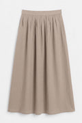 Gathered Linen Midi Skirt Beige