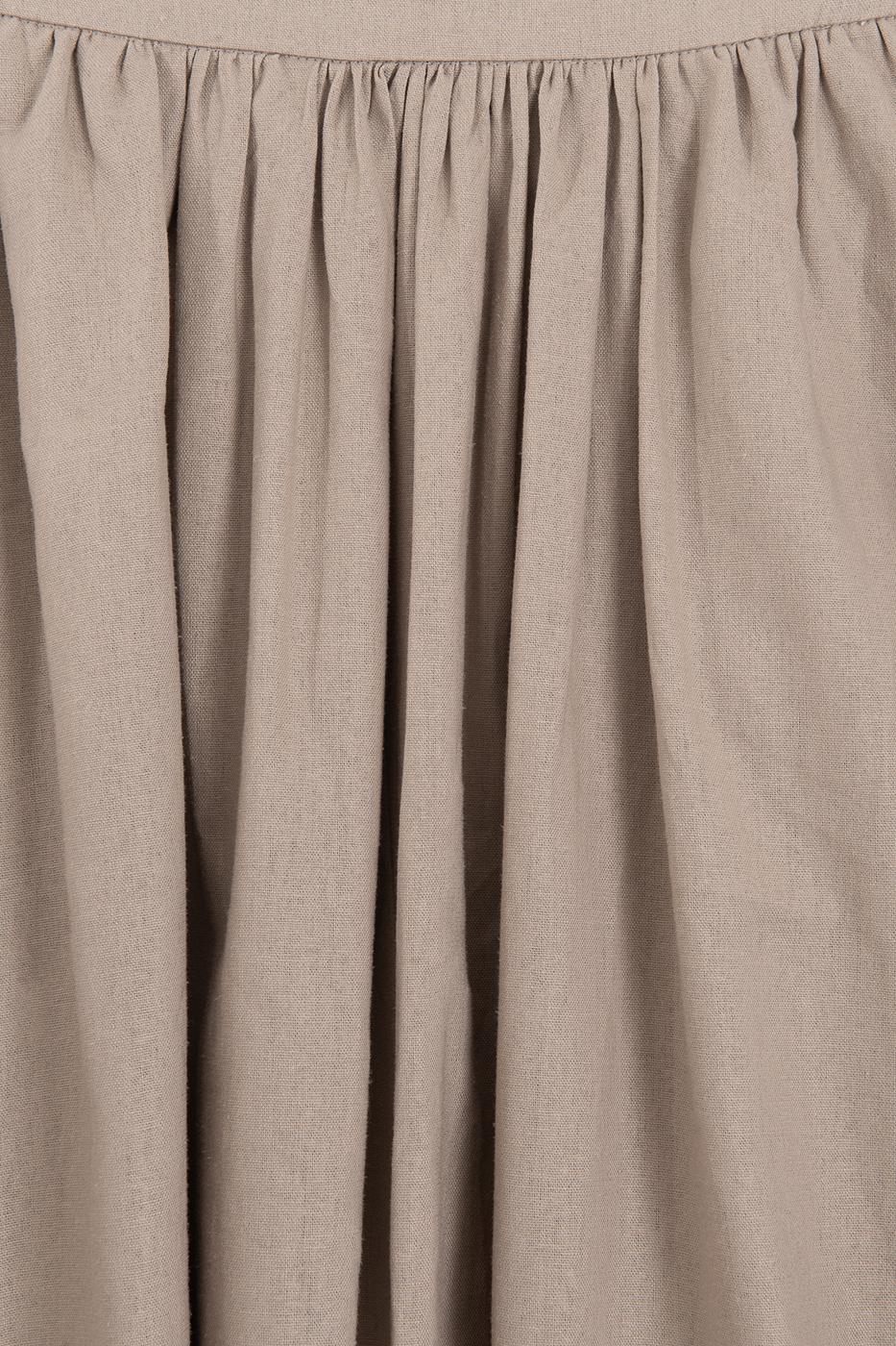 Gathered Linen Midi Skirt Beige