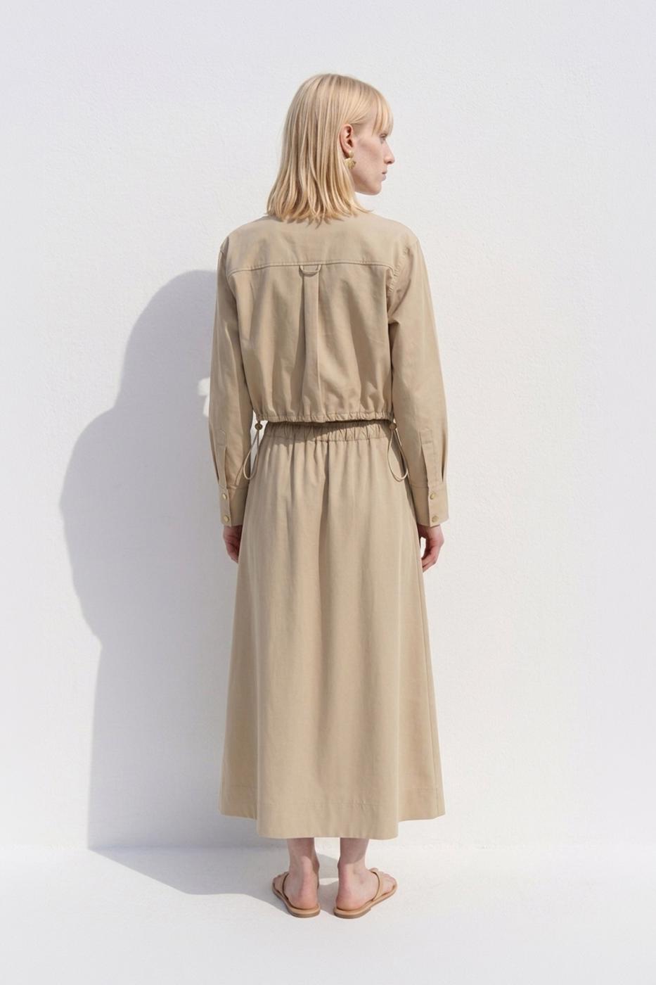Ruched Midi Skirt Stone