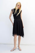 Pleated Tulle Dress Black