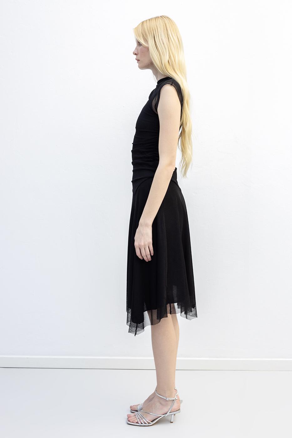 Pleated Tulle Dress Black