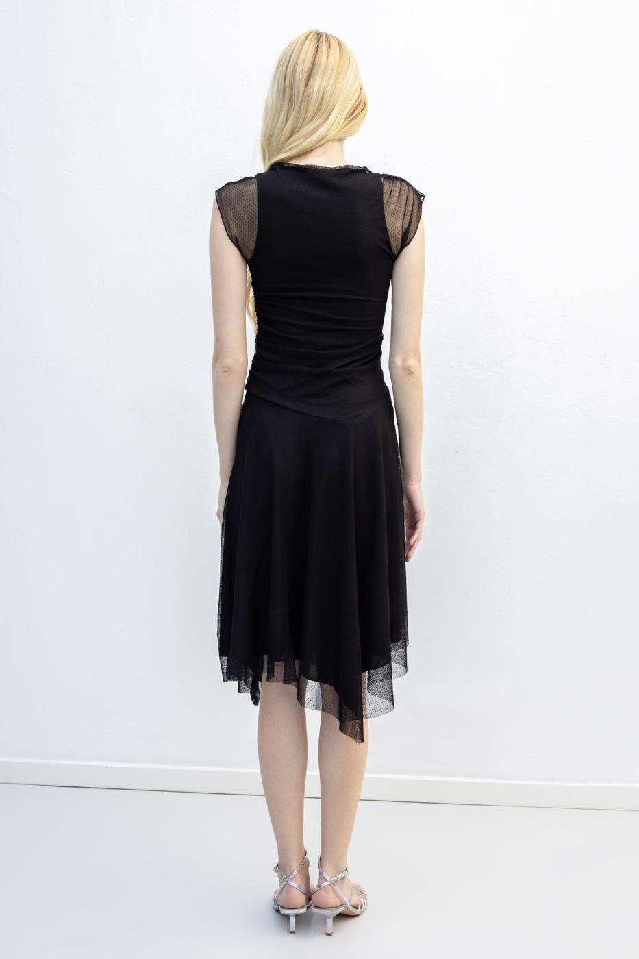 Pleated Tulle Dress Black
