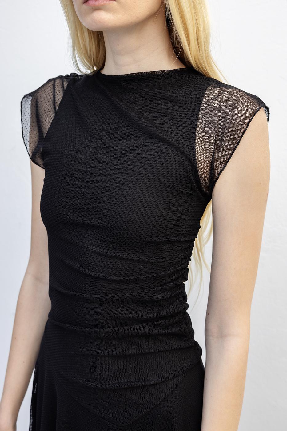 Pleated Tulle Dress Black
