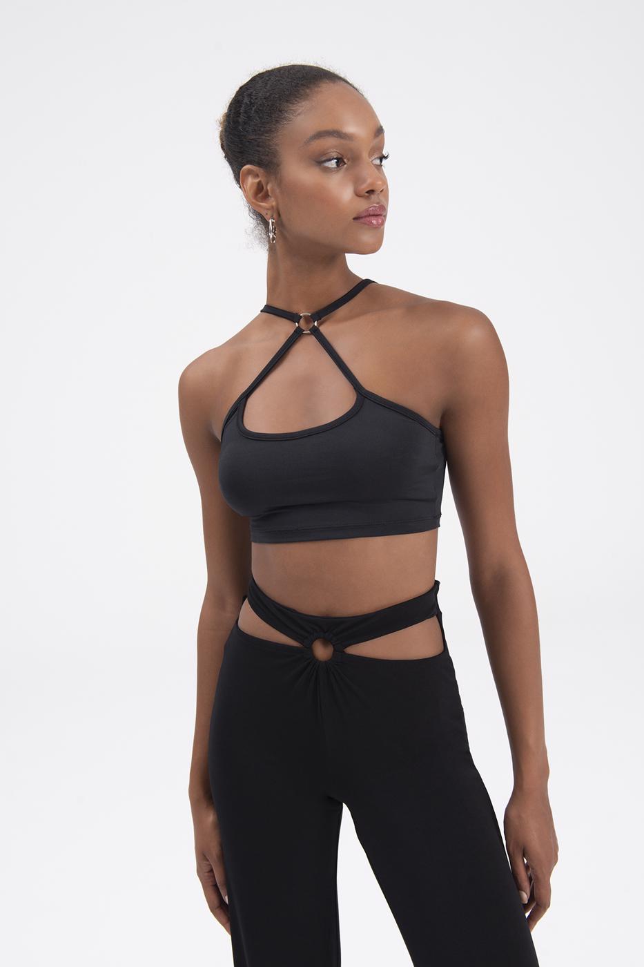 Cross Strapped Bustier Black