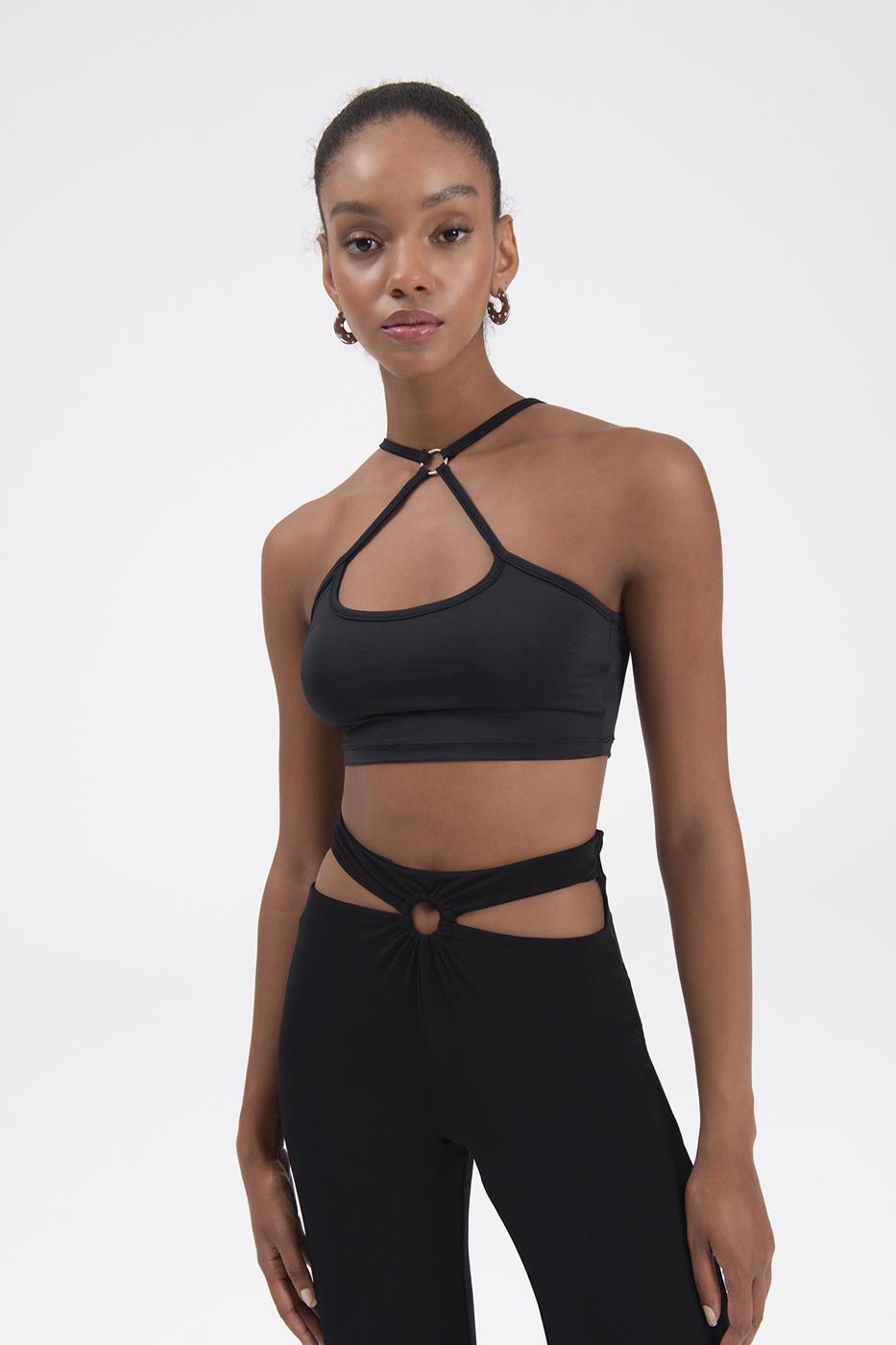 Cross Strapped Bustier Black