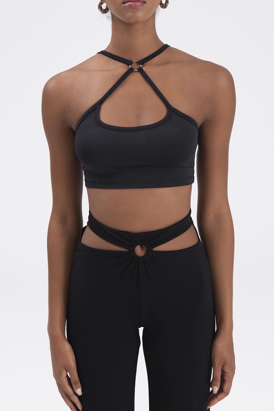 Cross Strapped Bustier Black