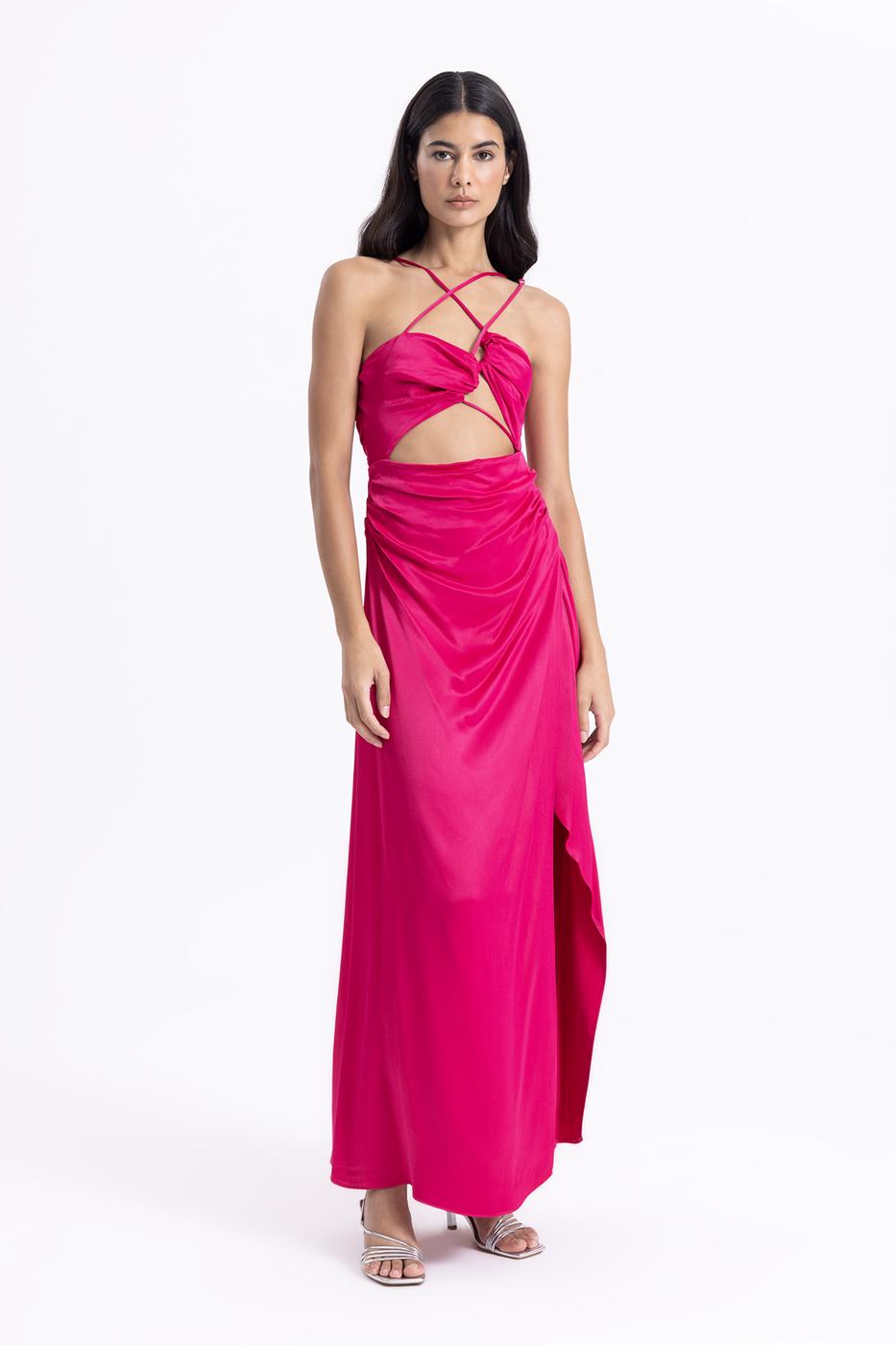 Cross Strapped Satin Dress