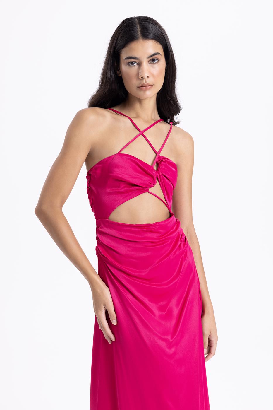 Cross Strapped Satin Dress
