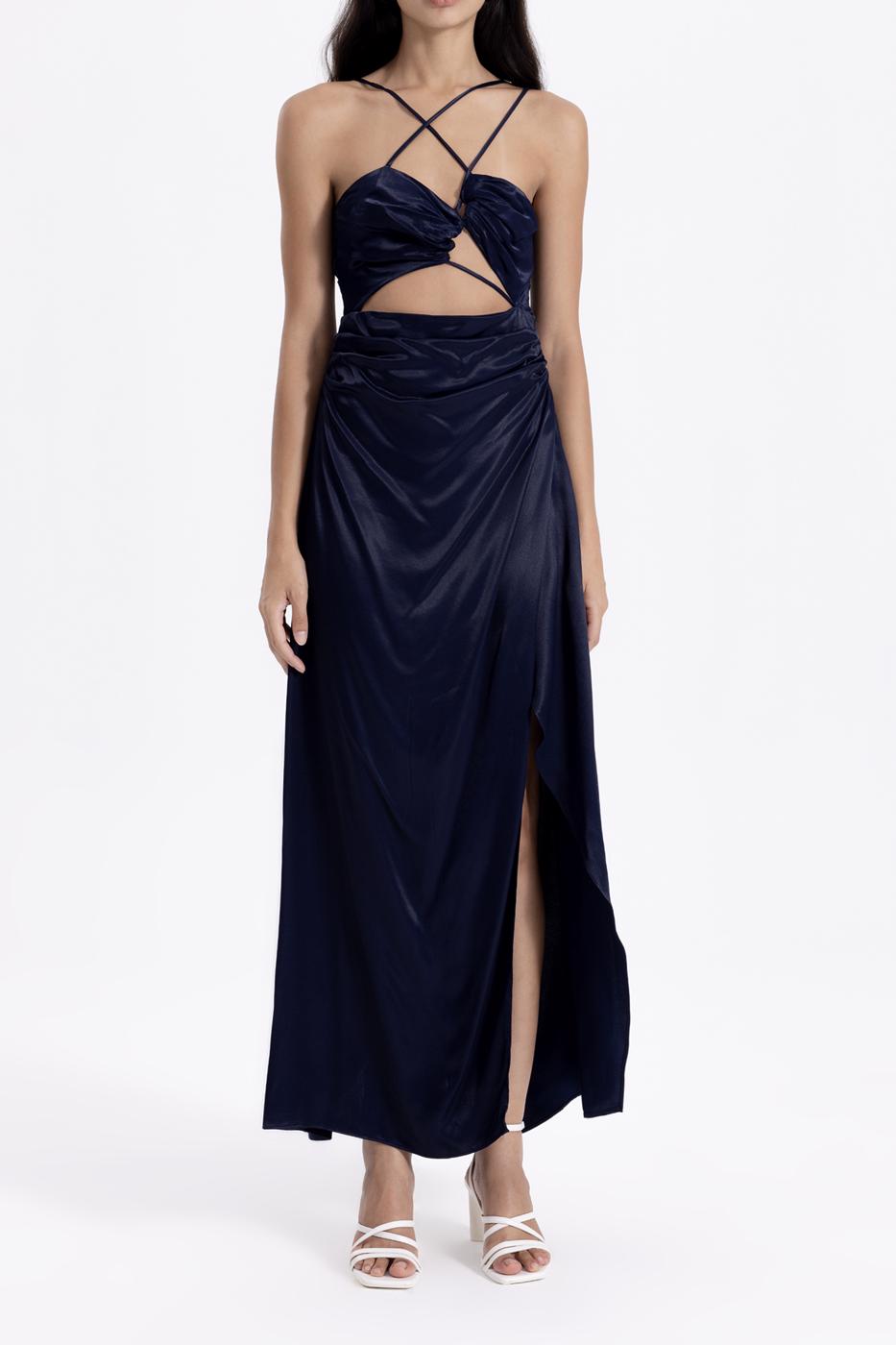 Cross Strapped Satin Dress