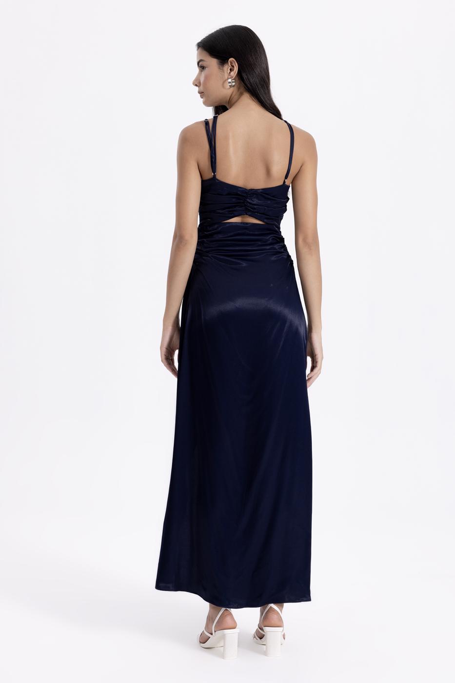 Cross Strapped Satin Dress