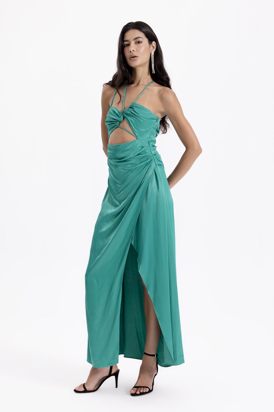 Cross Strapped Satin Dress