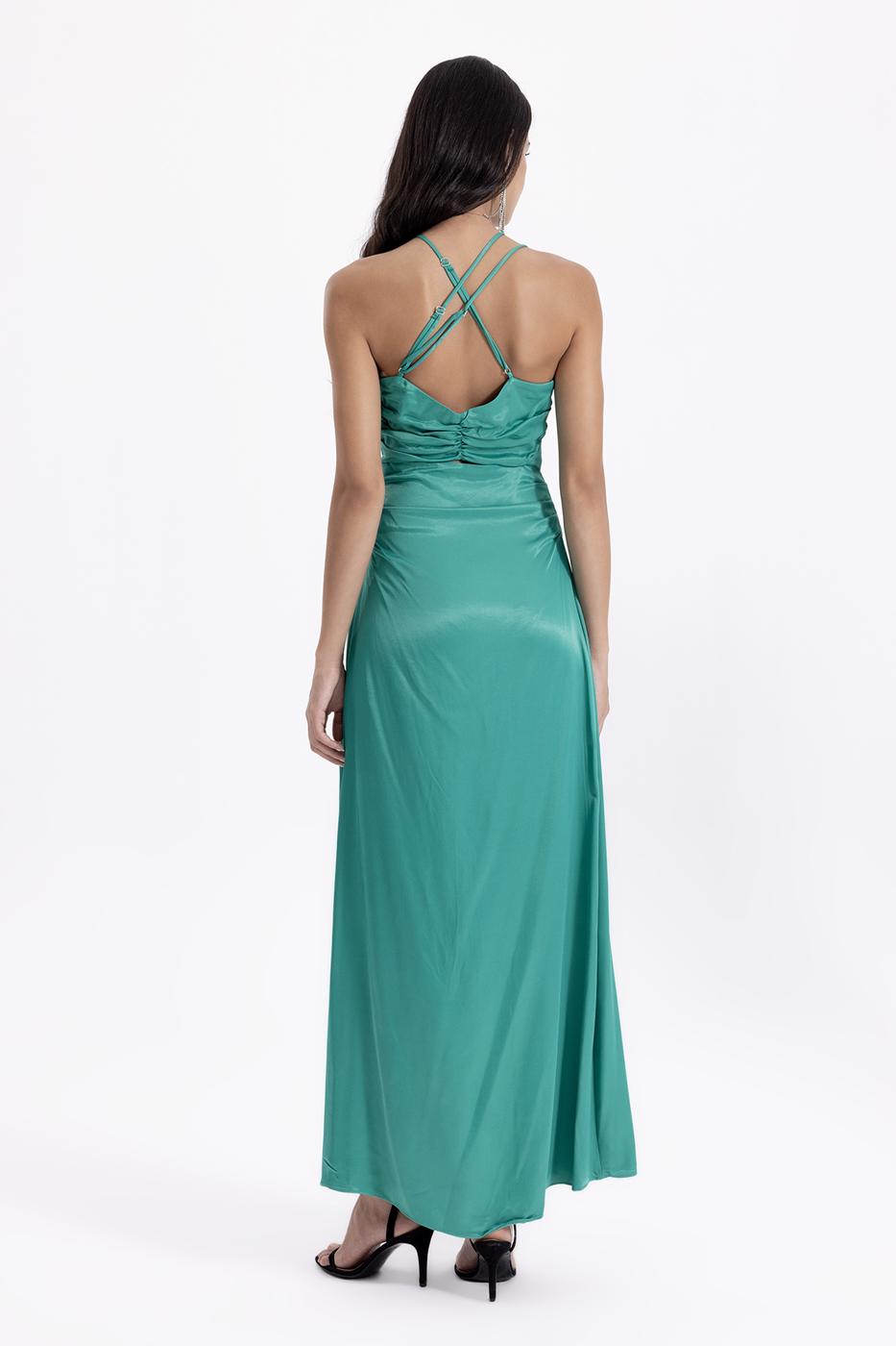 Cross Strapped Satin Dress