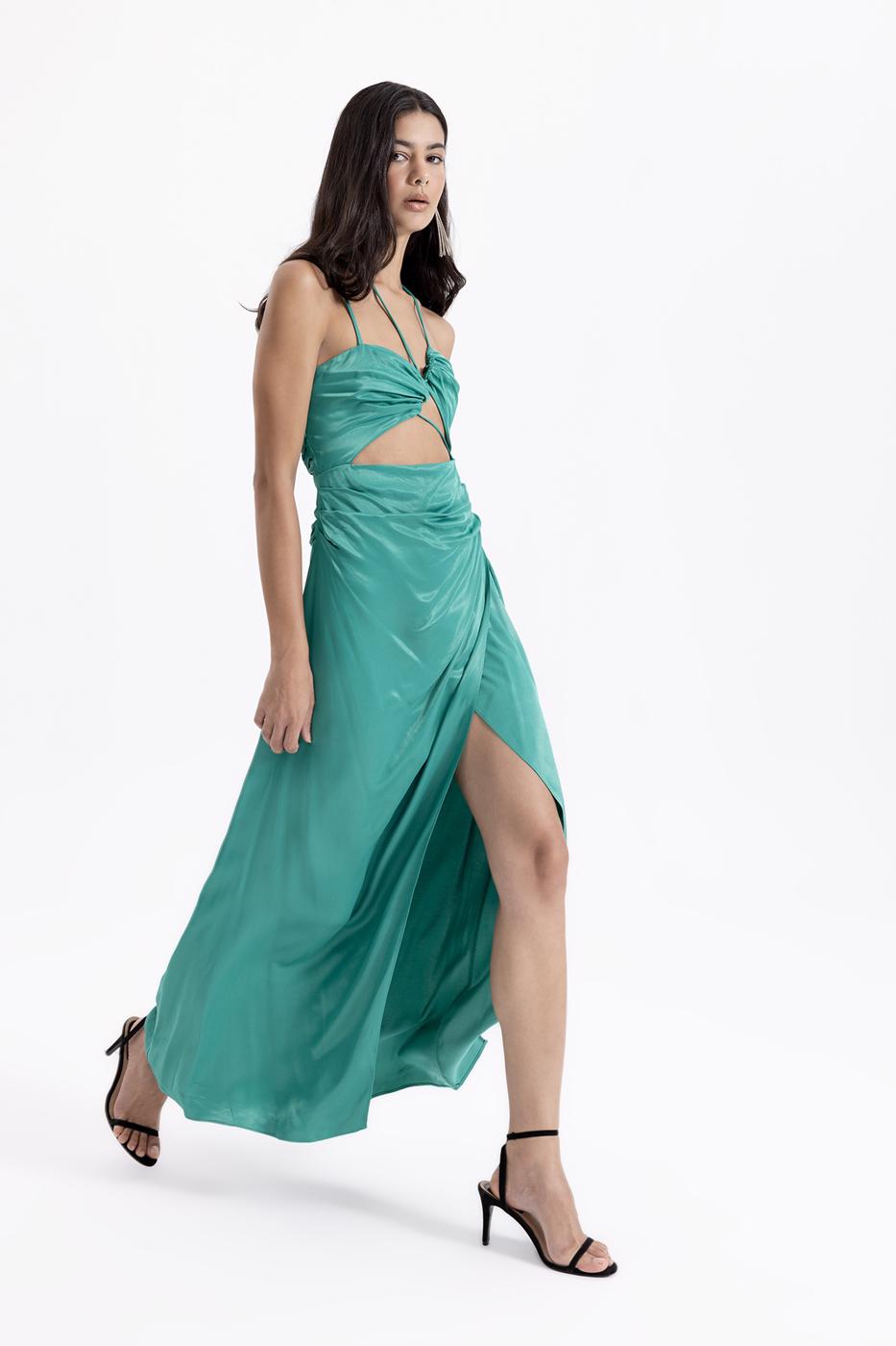 Cross Strapped Satin Dress