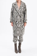 Jacket collar patterned coat Khaki