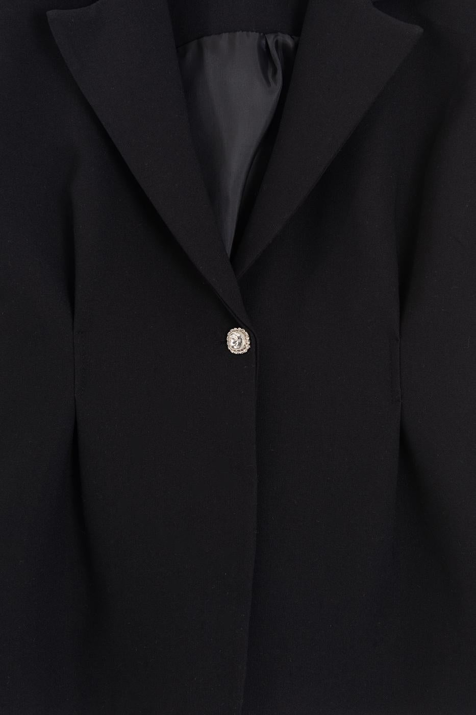 Jacket Collar Vest with Gold Buttons Black