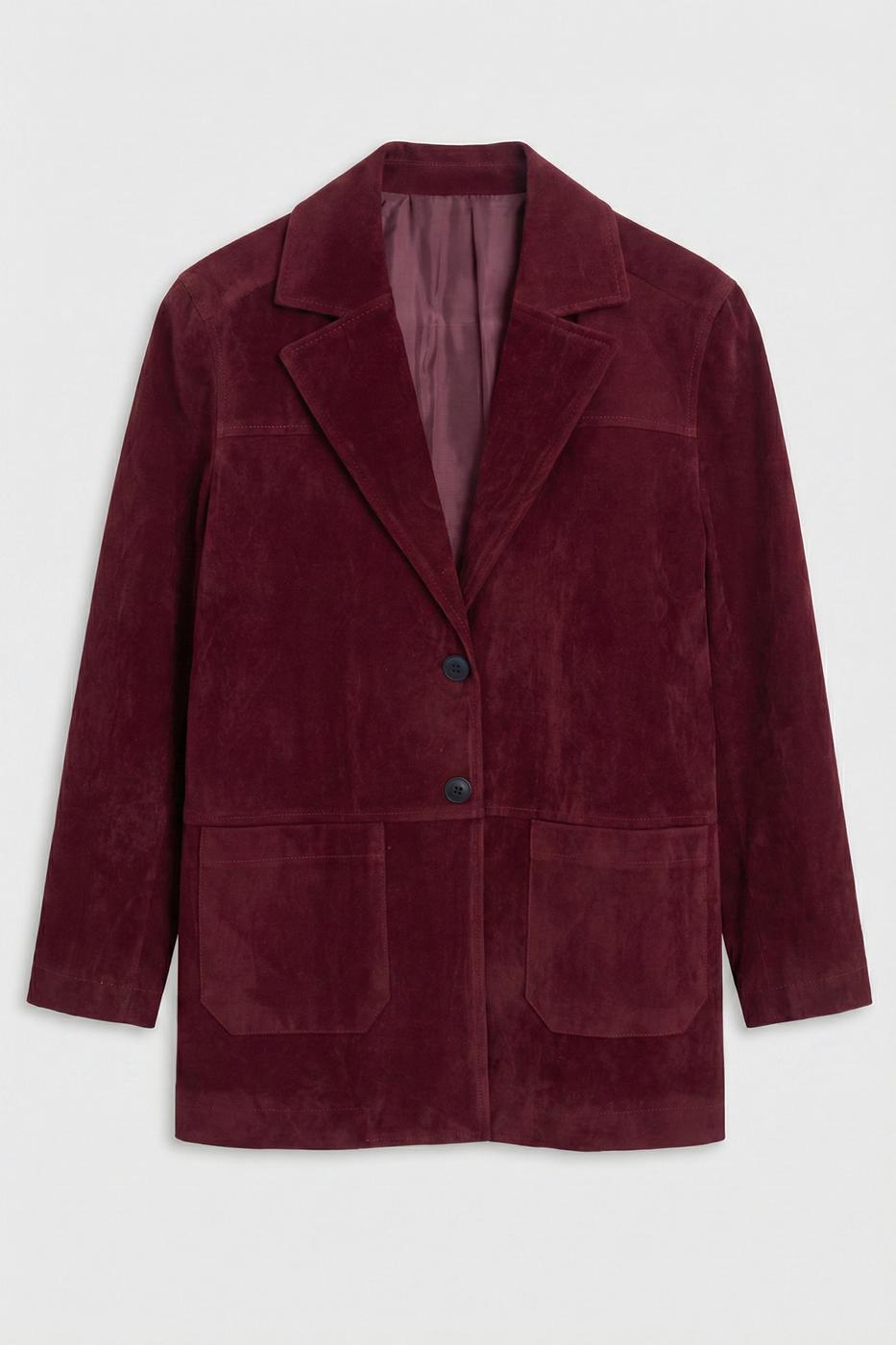 Jacket with Pocket Details Burgundy