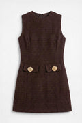 Mini Dress with Pocket Detail Brown