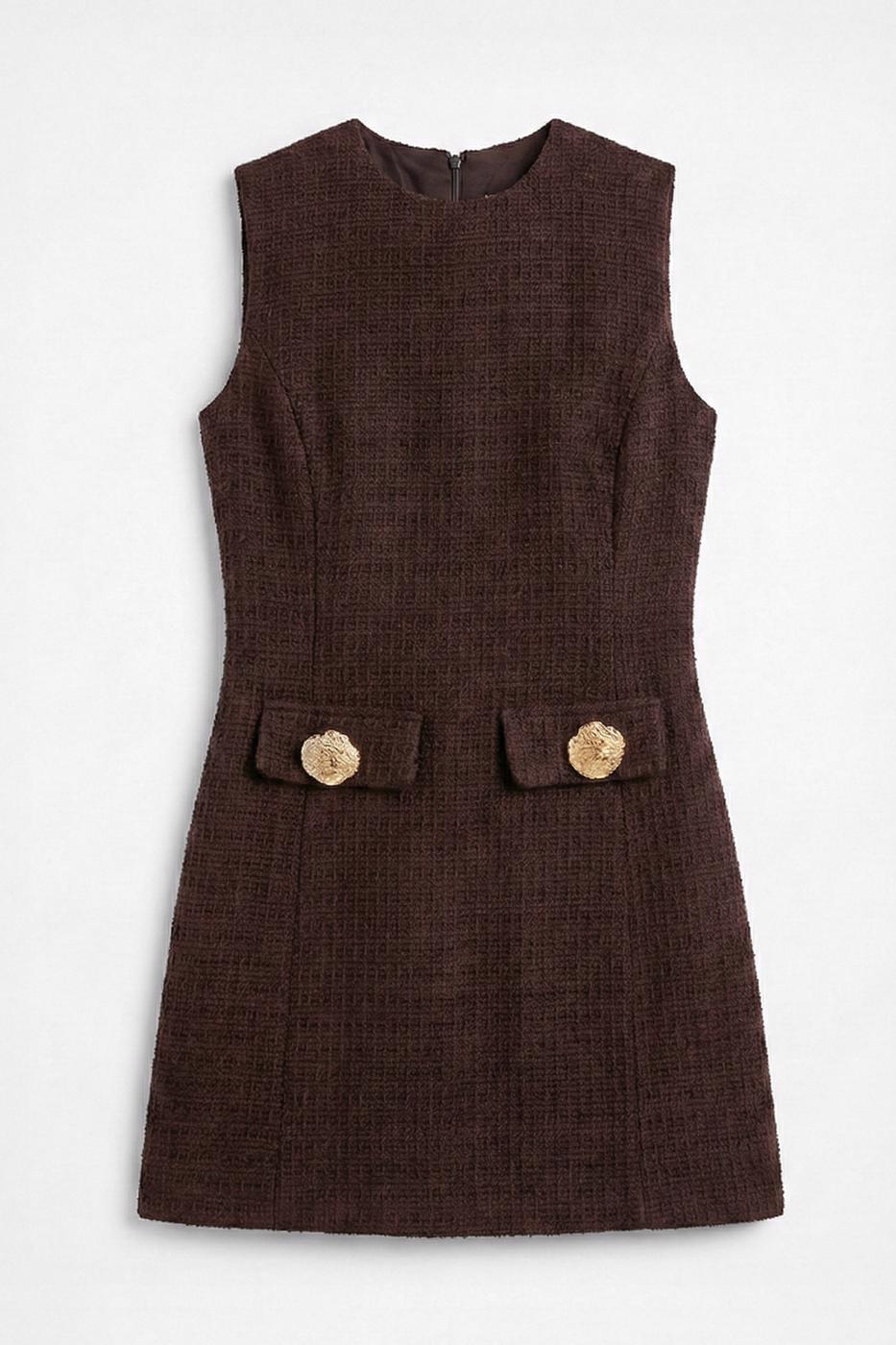 Mini Dress with Pocket Detail Brown