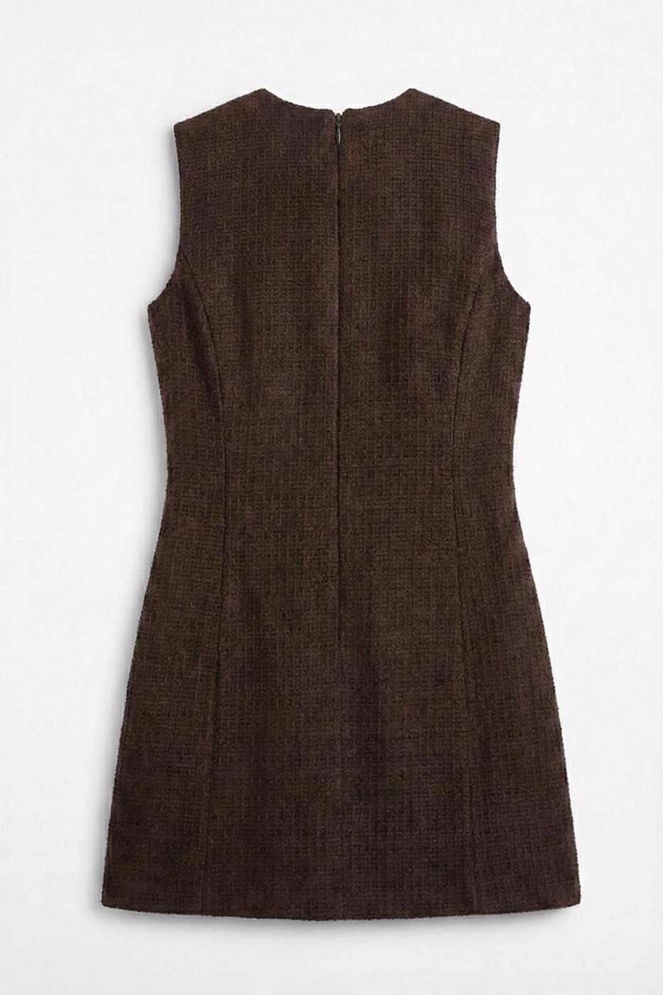 Mini Dress with Pocket Detail Brown