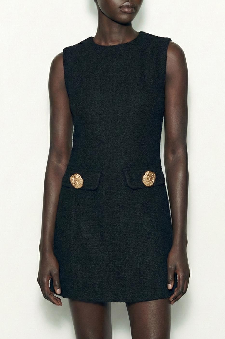 Mini Dress with Pocket Detail Black