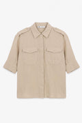 Linen Shirt with Pockets Beige