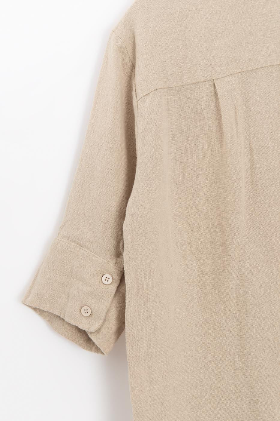 Linen Shirt with Pockets Beige