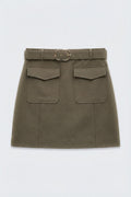 Mini Skirt with Pockets Khaki