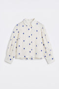 Floral Patterned Balloon Sleeve Shirt Ecru