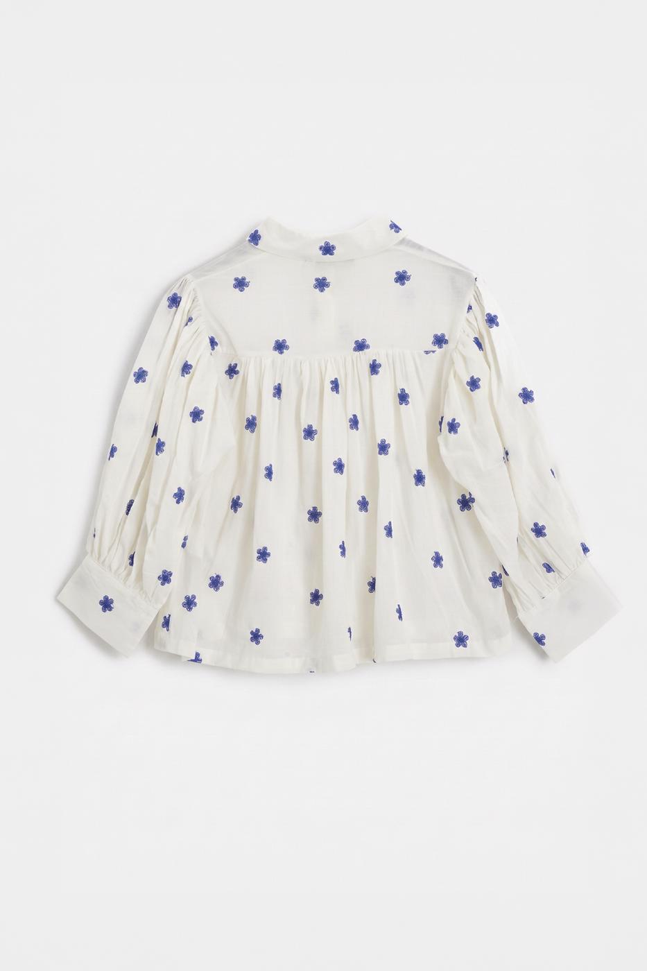 Floral Patterned Balloon Sleeve Shirt Ecru