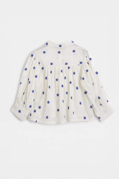 Floral Patterned Balloon Sleeve Shirt Ecru