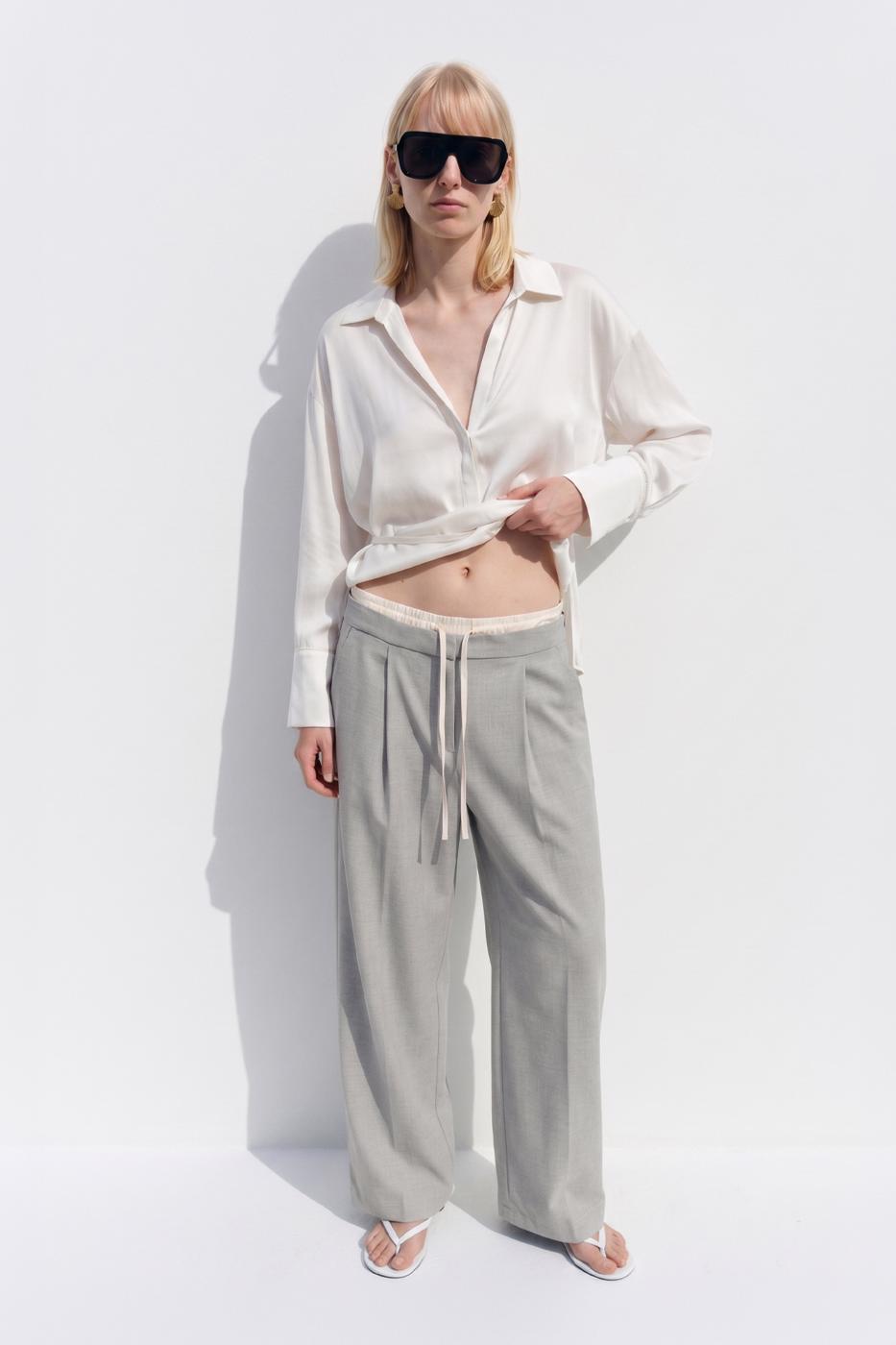 Double Waistband Trousers Grey