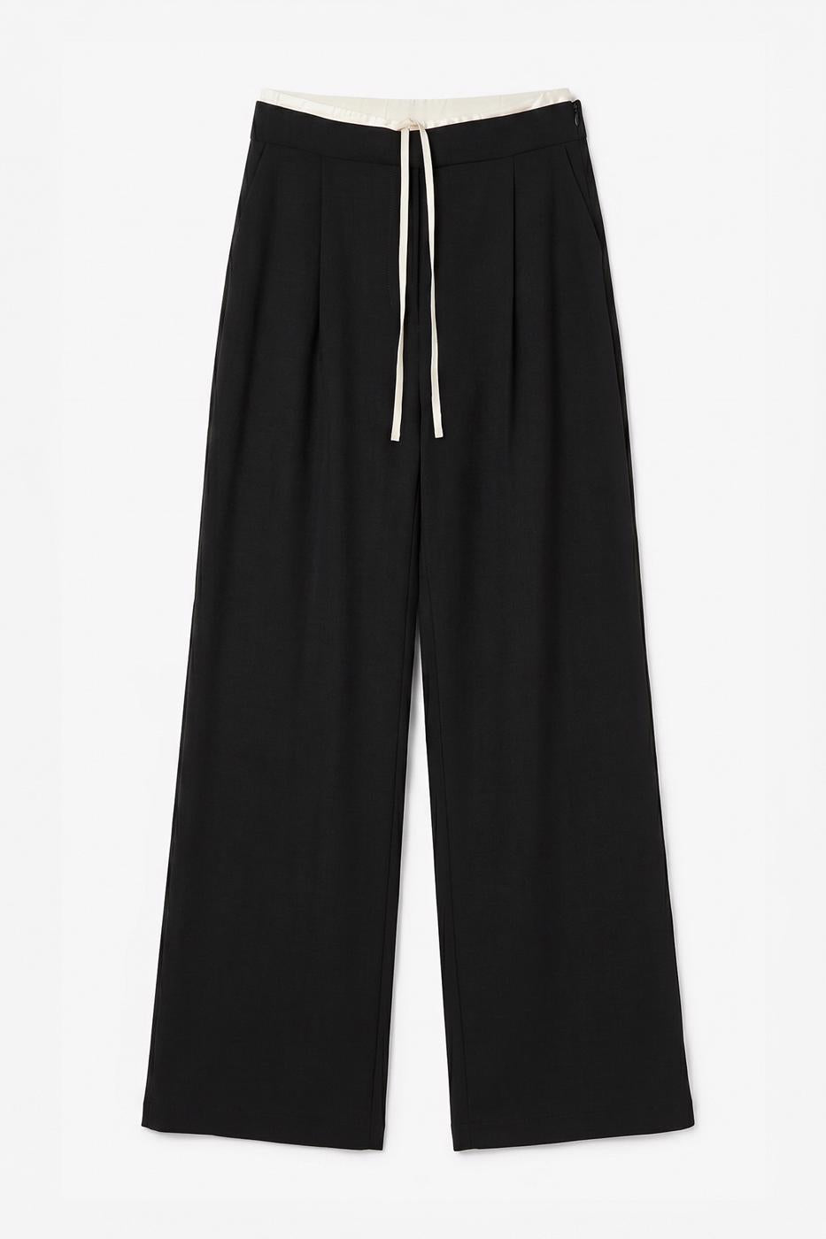 Double Waistband Trousers Black