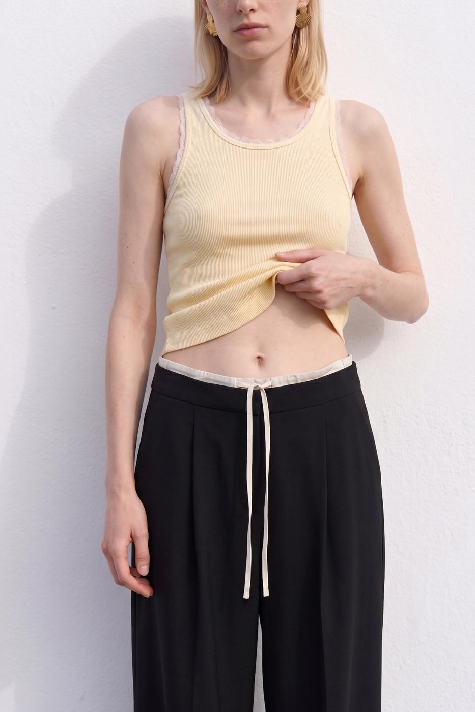 Double Waistband Trousers Black