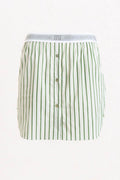 Striped Cotton Mini Skirt Green