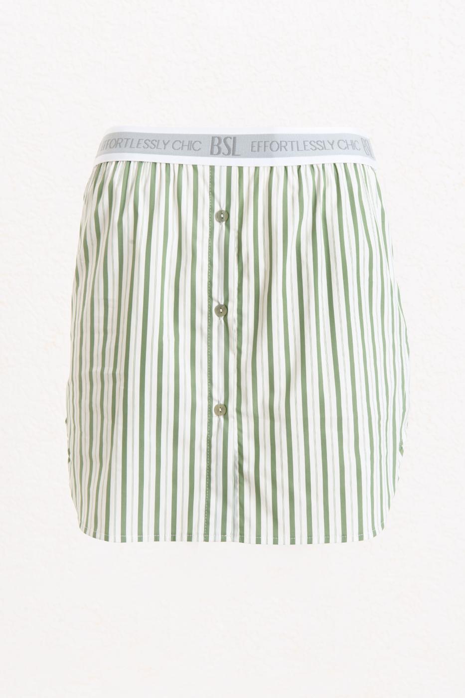 Striped Cotton Mini Skirt Green