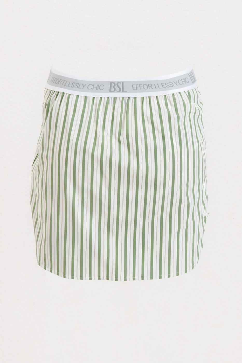 Striped Cotton Mini Skirt Green