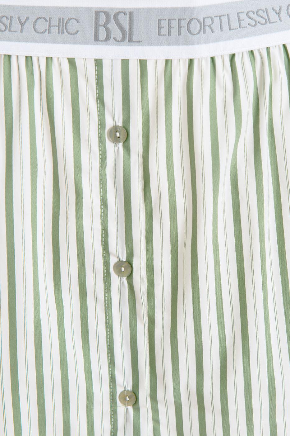 Striped Cotton Mini Skirt Green